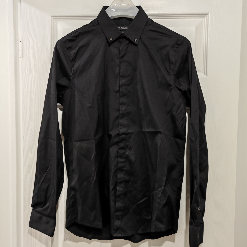 ZARA Cotton Blend Shirt with Studded Star Collar